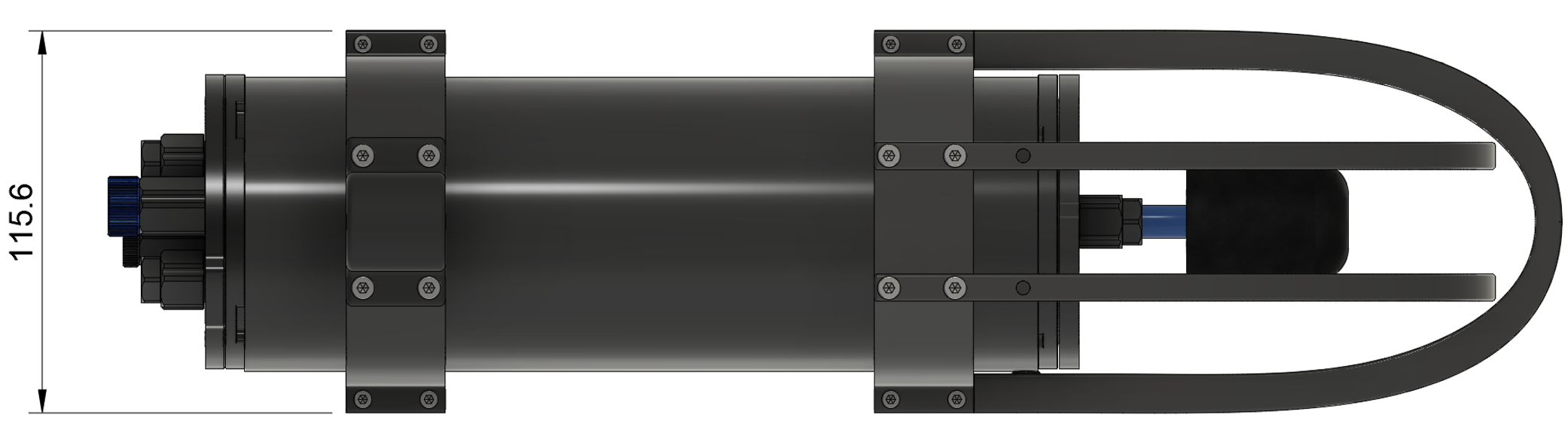 Device top view with dimensions - 115.6 mm width